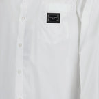 Dolce & Gabbana shirt, luxury men's shirt, white logo shirt, designer men's fashion, high-end men's clothing