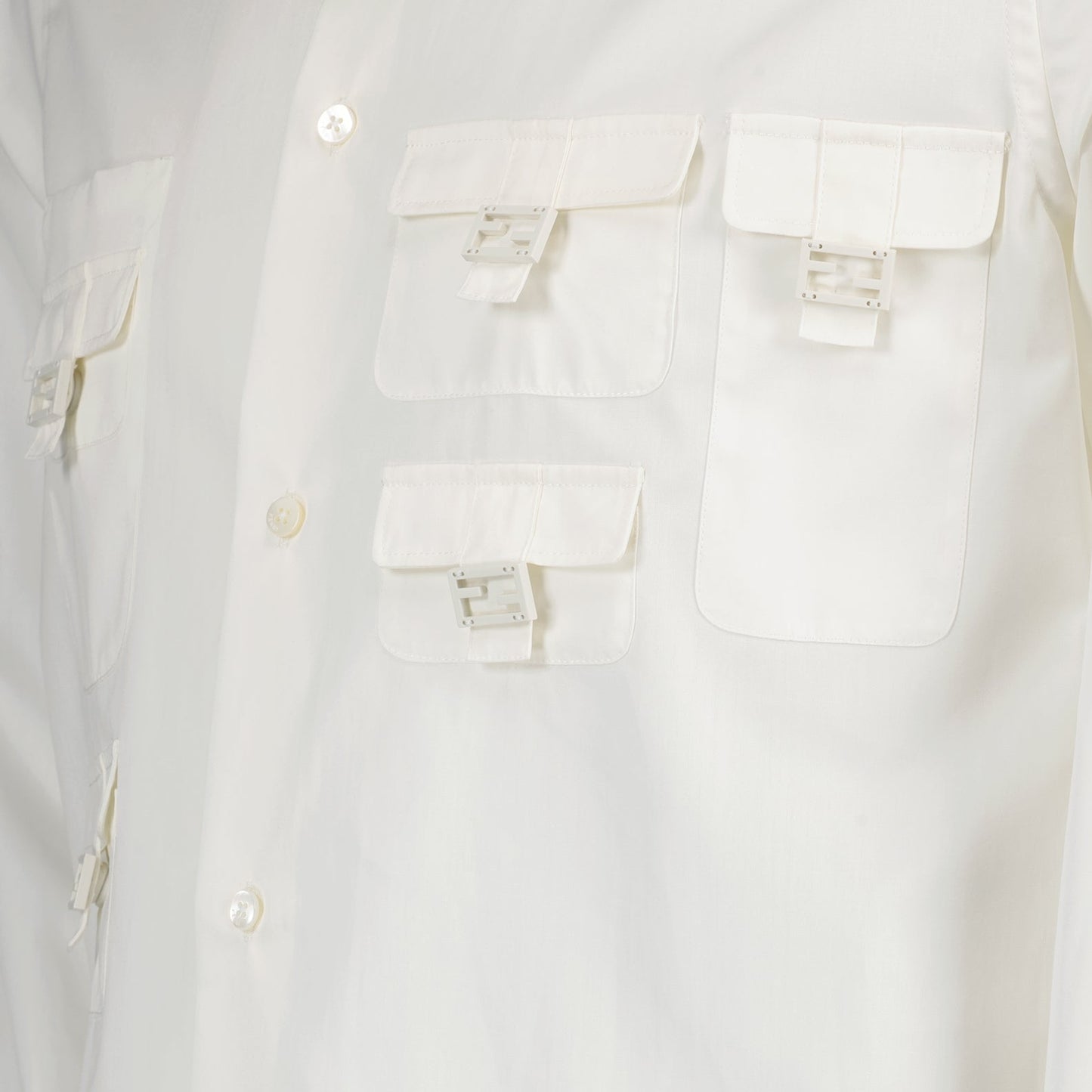 Fendi, White Shirt, Multipocket, Luxury, Men's