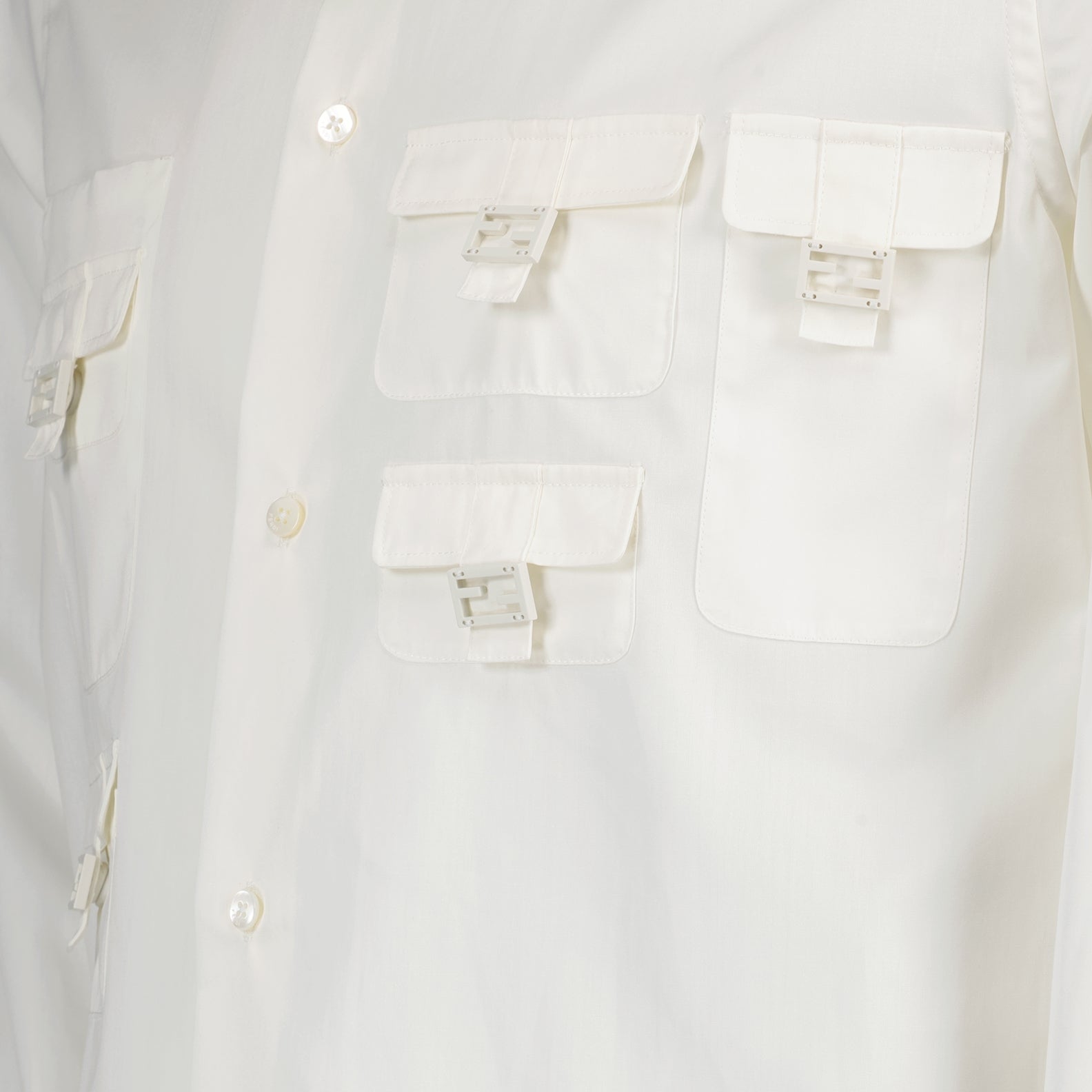 Fendi, White Shirt, Multipocket, Luxury, Men's