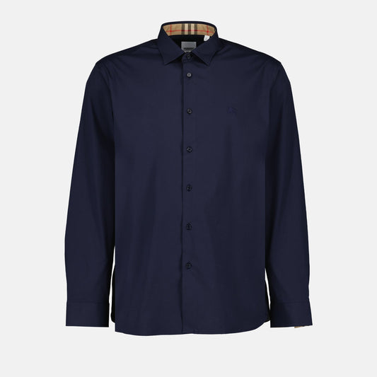 Burberry navy blue shirt, men's luxury shirt, classic men's shirt, Burberry clothing, men's designer fashion