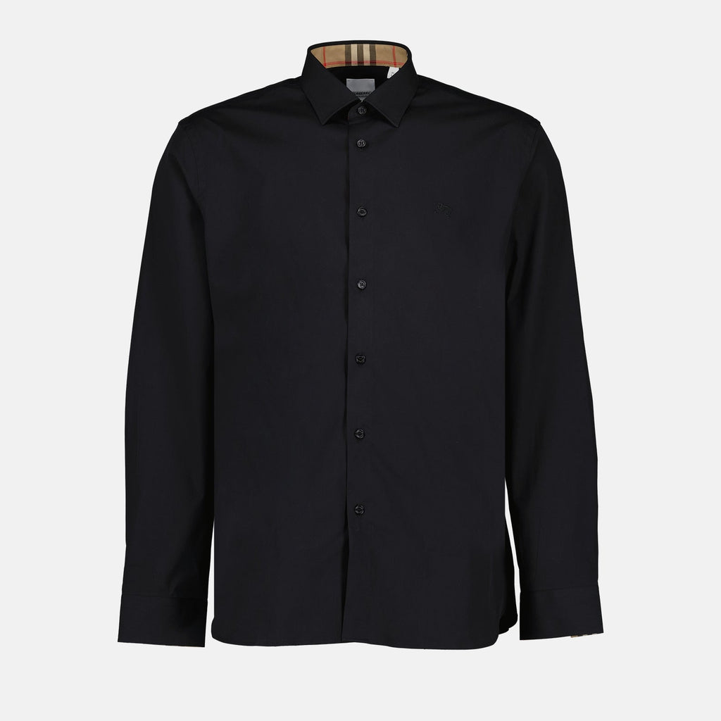 Burberry black shirt, luxury men's shirt, classic black shirt, high-end men's fashion, designer men's clothing