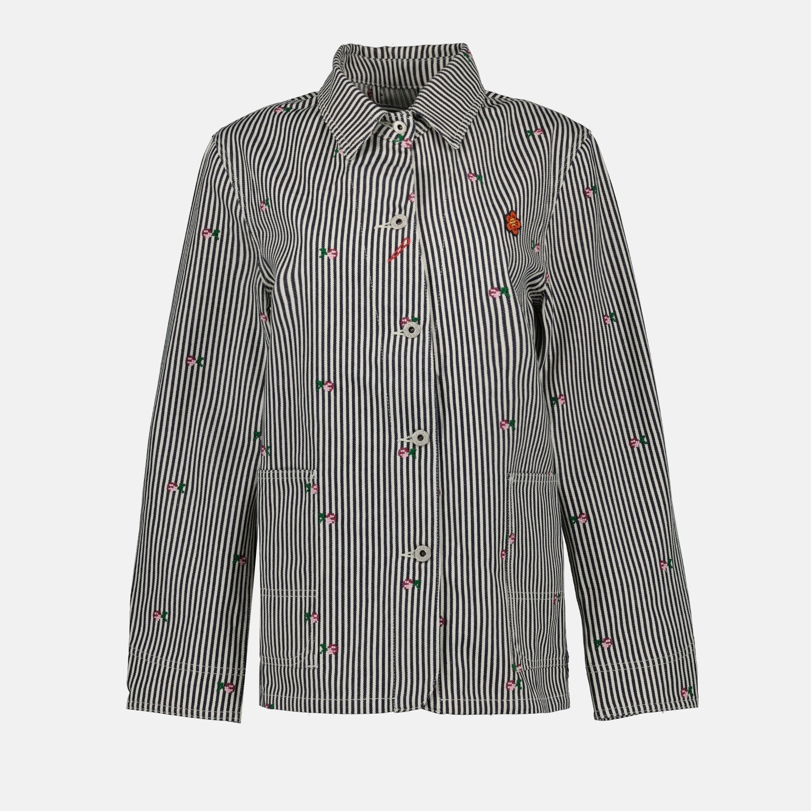 Kenzo denim shirt, luxury women’s fashion, pixel design shirt, high-end denim, Kenzo women