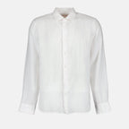 Orlebar Brown, White Linen Shirt, Luxury Menswear, Elegant Shirt, High-End Clothing