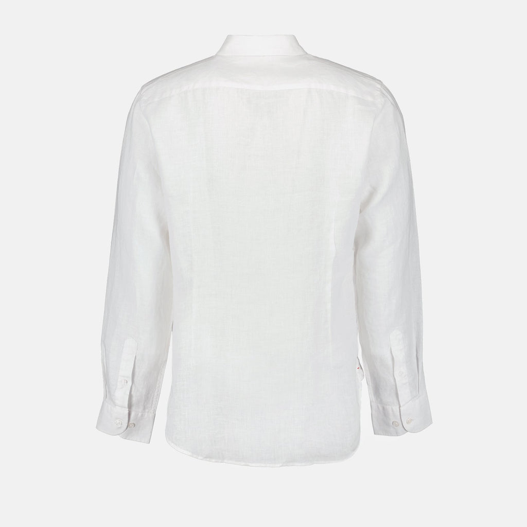 Orlebar Brown, White Linen Shirt, Luxury Menswear, Elegant Shirt, High-End Clothing