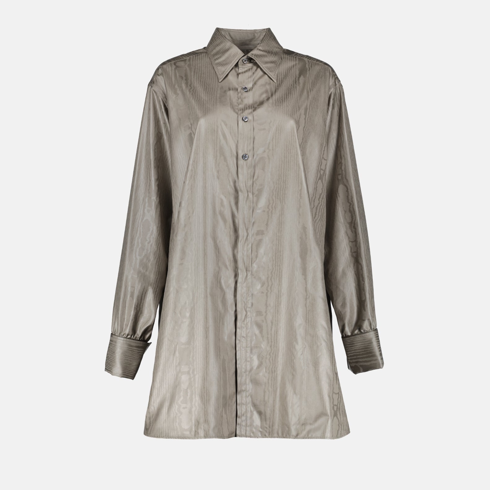 Grey Moiré Shirt, Maison Margiela, Luxury Women’s Fashion, Elegant Shirt, Designer Ready-to-Wear