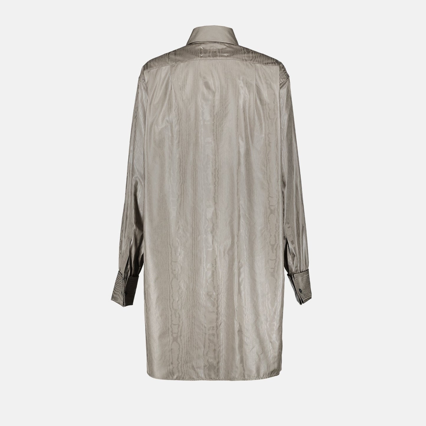 Grey Moiré Shirt, Maison Margiela, Luxury Women’s Fashion, Elegant Shirt, Designer Ready-to-Wear