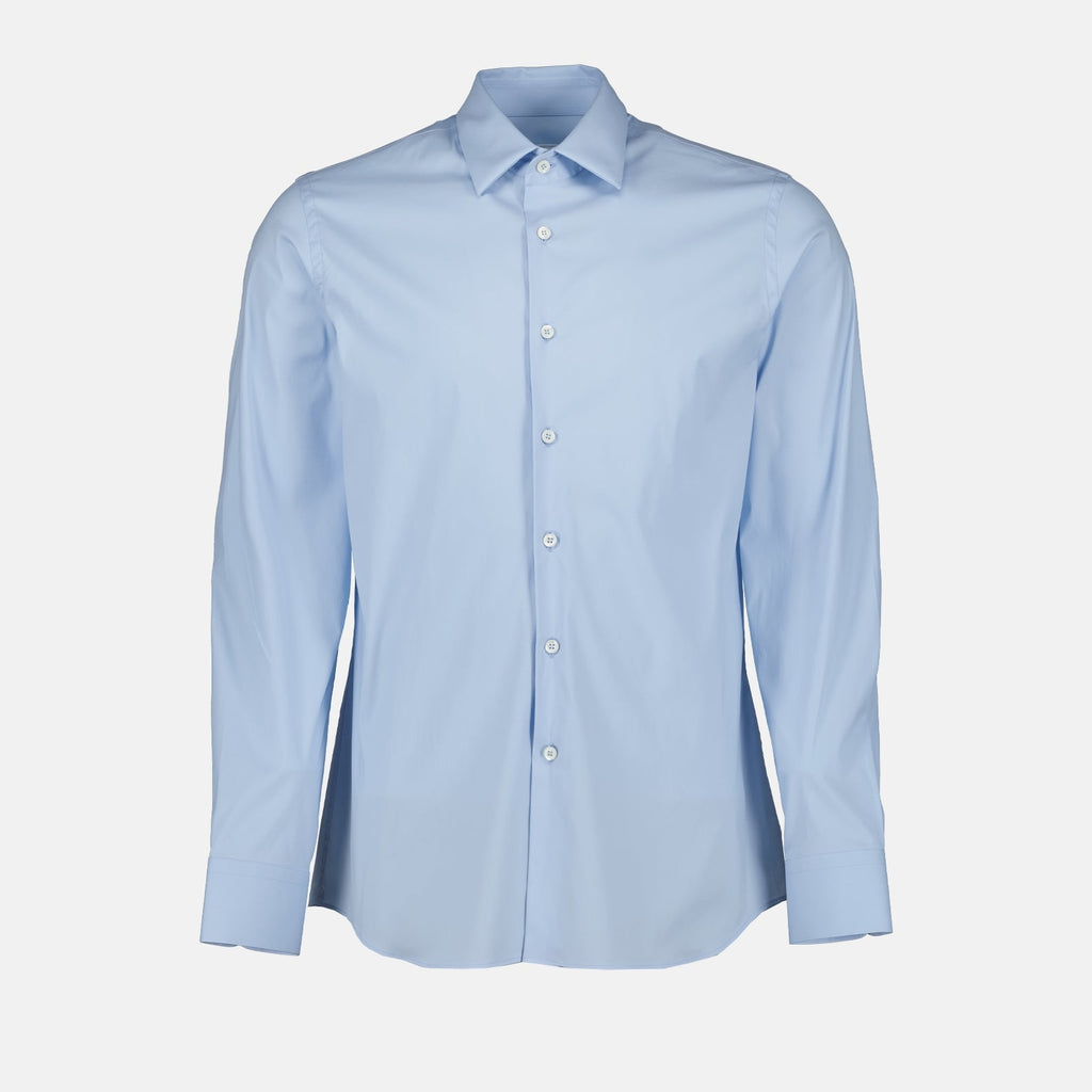 Prada shirt, blue poplin shirt, men's luxury fashion, designer shirts, high-end menswear
