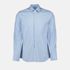Prada shirt, blue poplin shirt, men's luxury fashion, designer shirts, high-end menswear