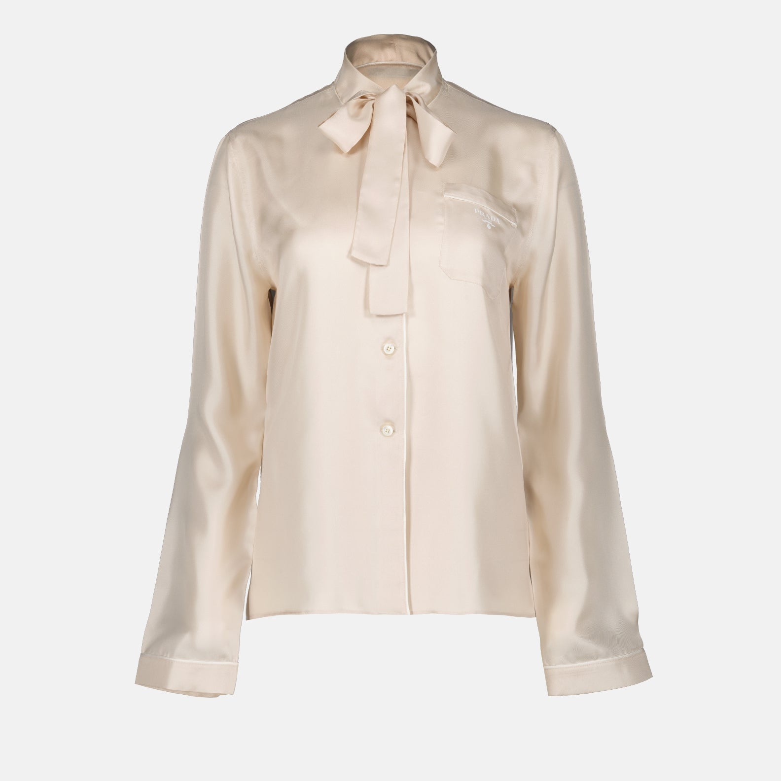 Prada beige silk shirt, luxury women's shirt, silk shirts for women, Prada fashion, elegant women's wear