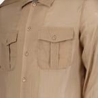 Imagen de camisa de voile de algodón beige de Saint Laurent para hombres - Temporada Primavera-Verano 2023 - Vista de detalle del producto 2