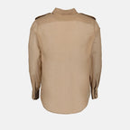 Imagen de camisa de voile de algodón beige de Saint Laurent para hombres - Temporada Primavera-Verano 2023 - Vista de detalle del producto 1