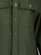 Four Stitches Shirt, Green Khaki Shirt, Men's Luxury Shirt, Designer Wool Shirt, Maison Margiela