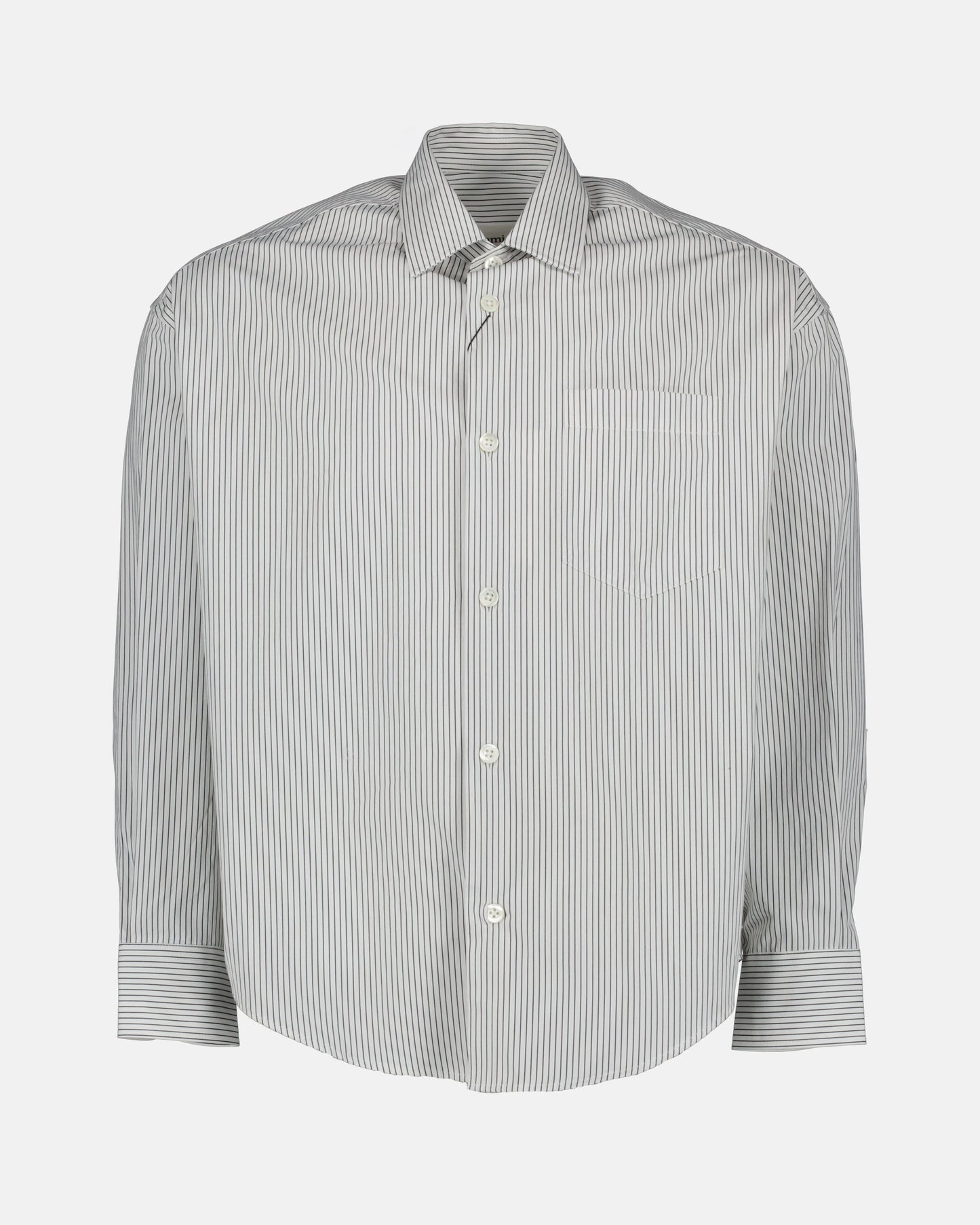 Grey Striped Shirt, AMI Paris, Unisex Shirt, Luxury Shirt, High-End Fashion