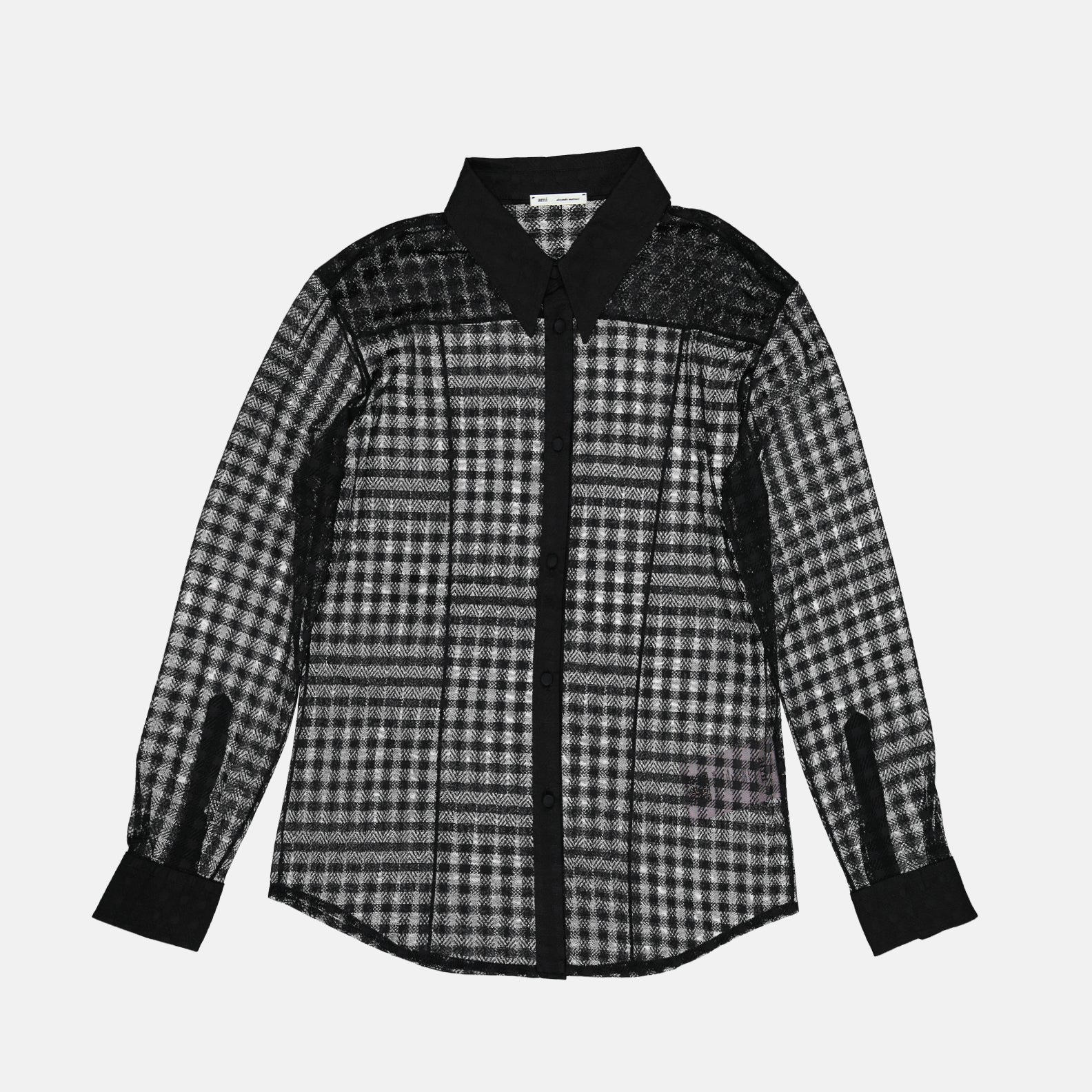 AMI Paris, Vichy Mesh Shirt, luxury women's wear, checkered pattern, high-end fashion