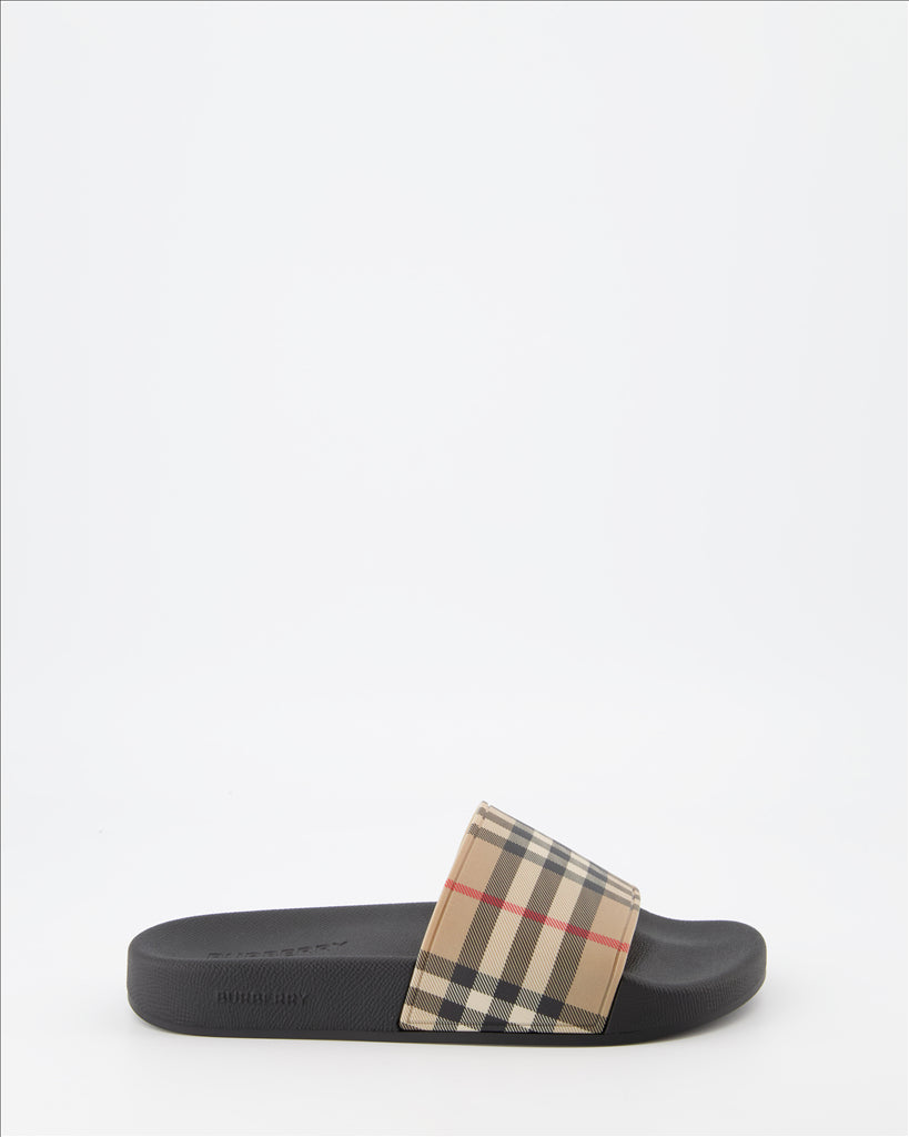 Burberry, Vintage Check Slides, luxury footwear, women's fashion, designer slides