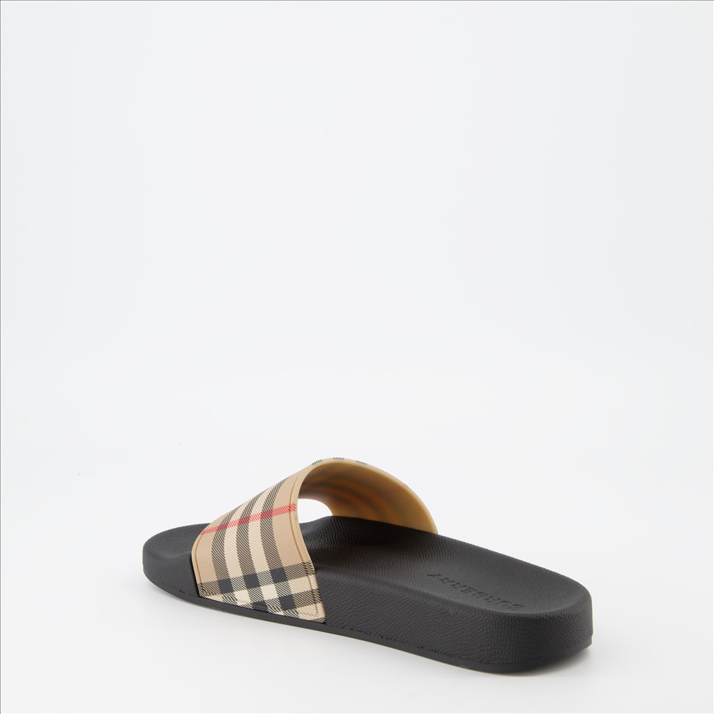 Burberry, Vintage Check Slides, luxury footwear, women's fashion, designer slides