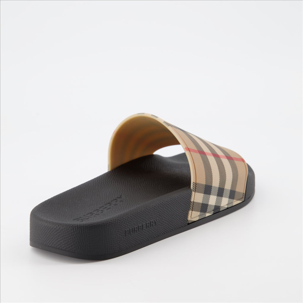 Burberry, Vintage Check Slides, luxury footwear, women's fashion, designer slides