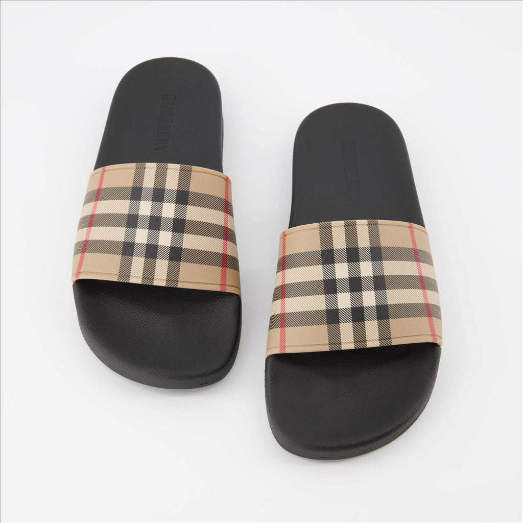 Burberry, Vintage Check Slides, luxury footwear, women's fashion, designer slides