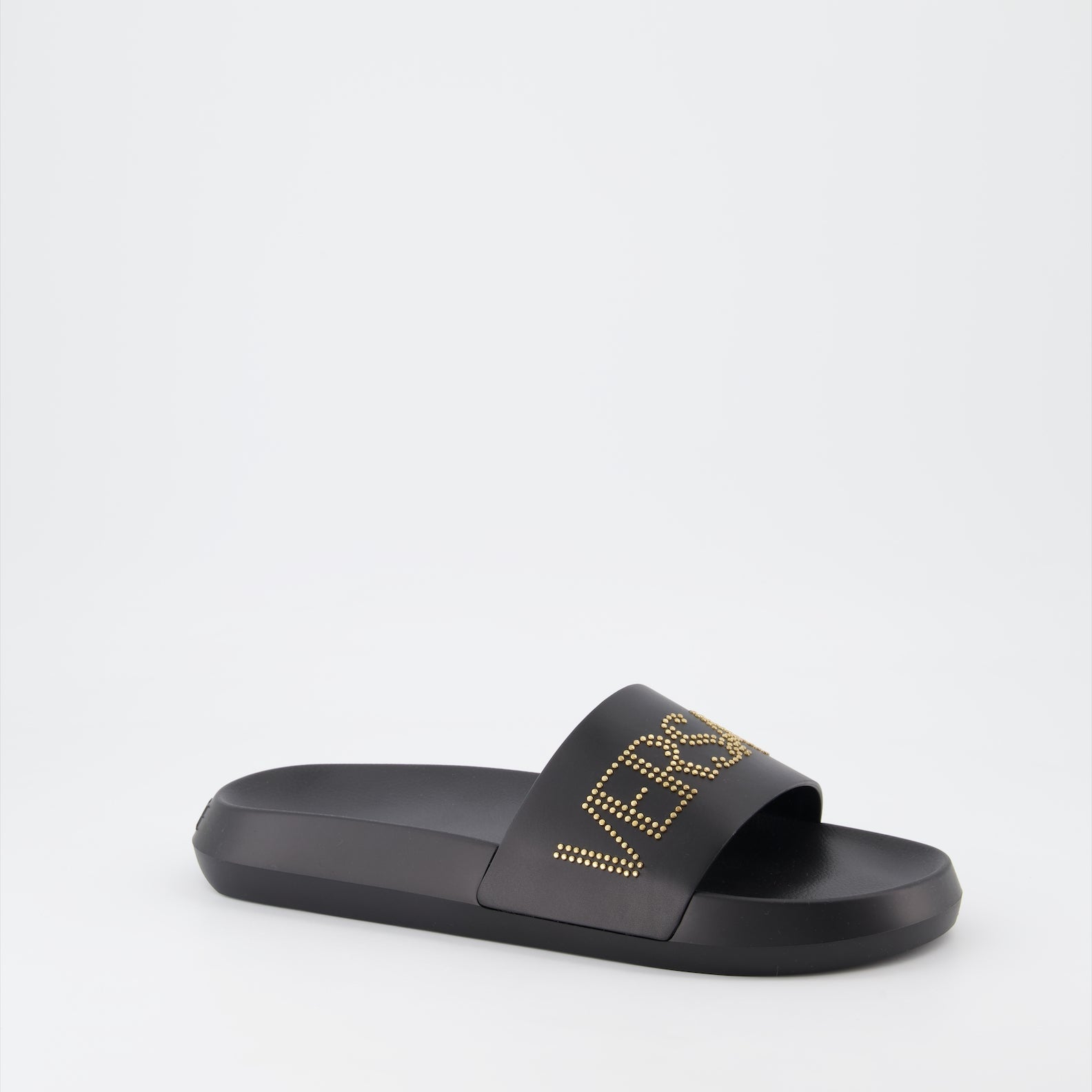 Versace, Logo Slide Sandals, Men's Luxury Footwear, Designer Slides, Studded Sandals