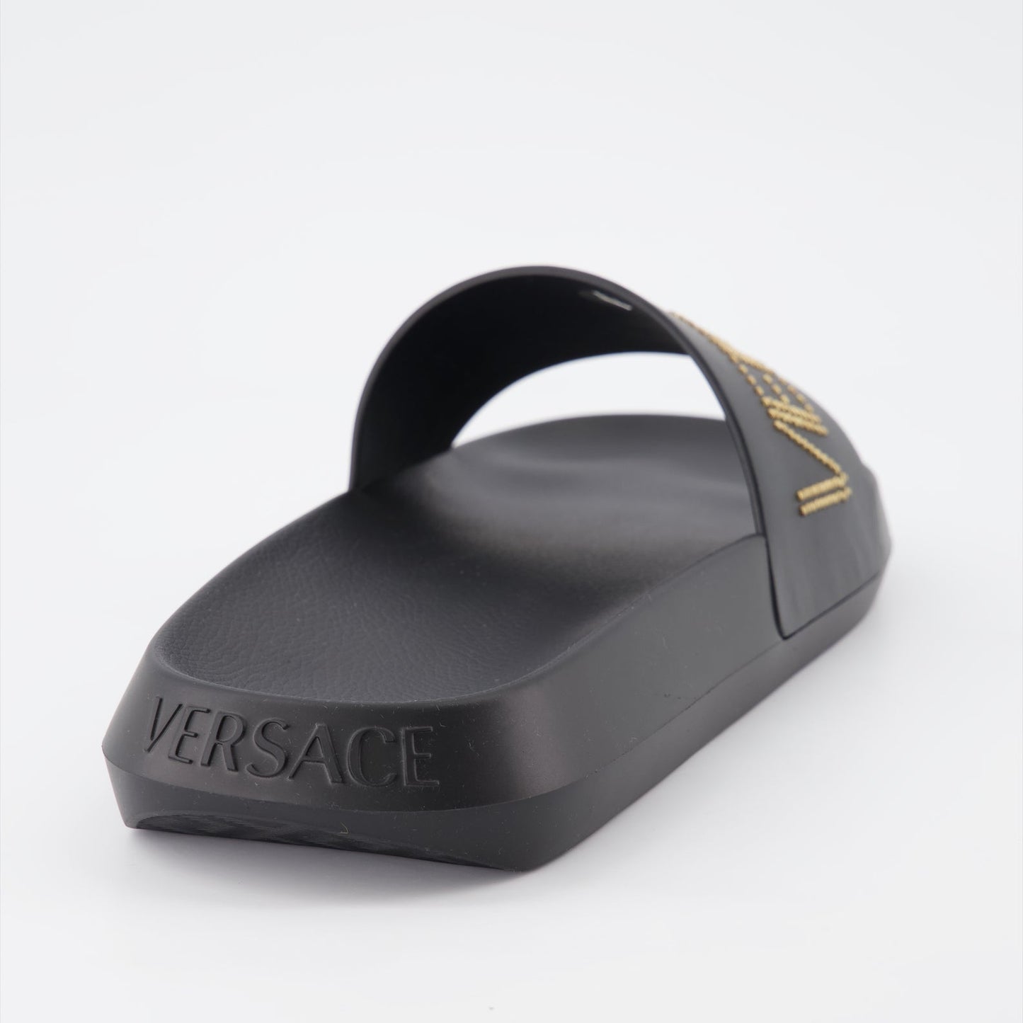 Versace, Logo Slide Sandals, Men's Luxury Footwear, Designer Slides, Studded Sandals