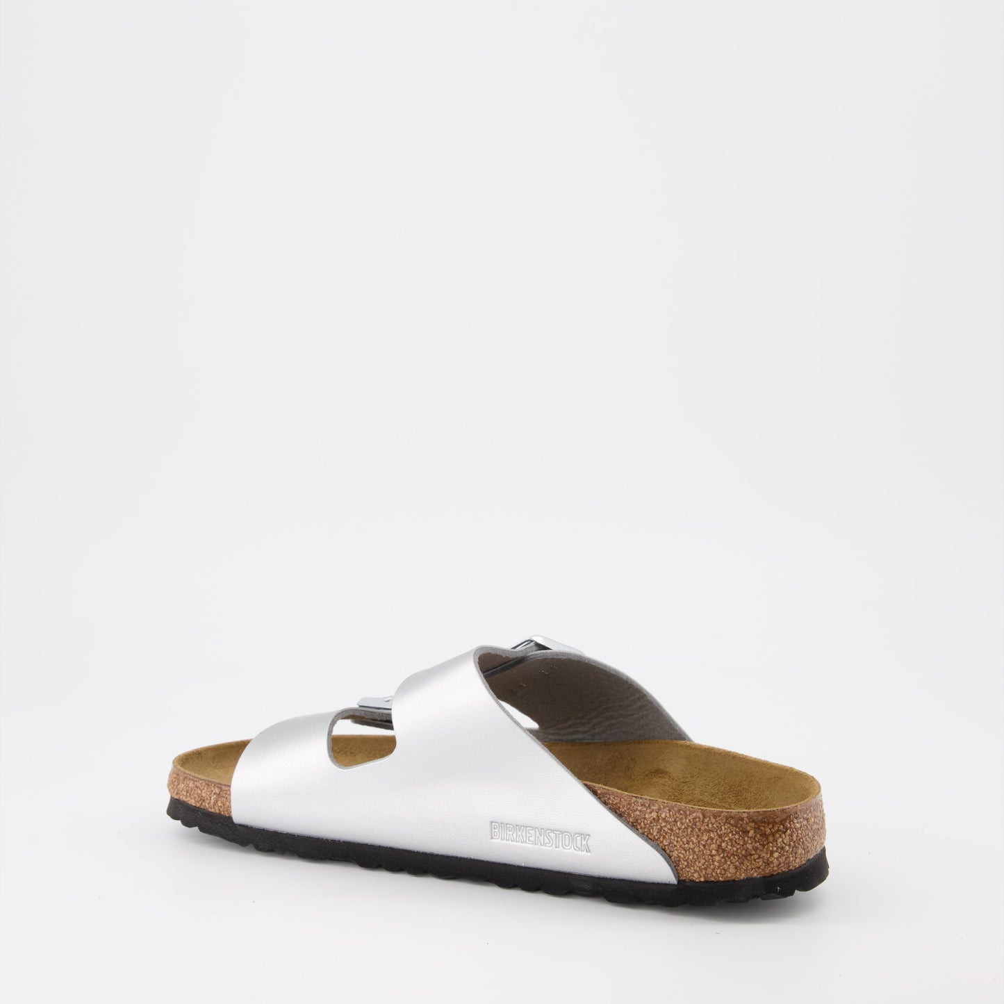 Birkenstock sandals, luxury footwear, silver sandals, women's designer shoes, elegant casual wear