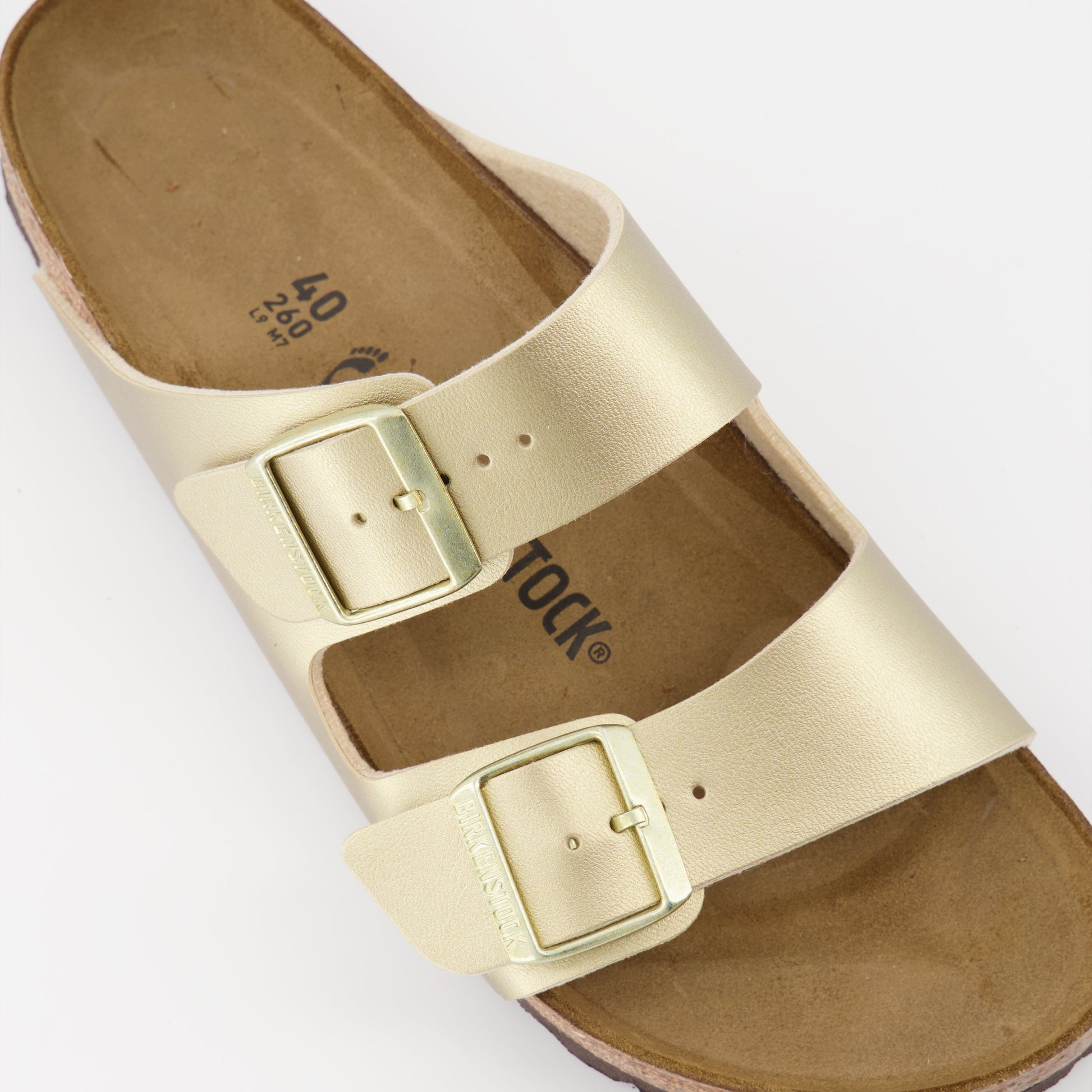 Birkenstock, Gold Arizona Sandals, luxury sandals, women's footwear, ergonomic footbed