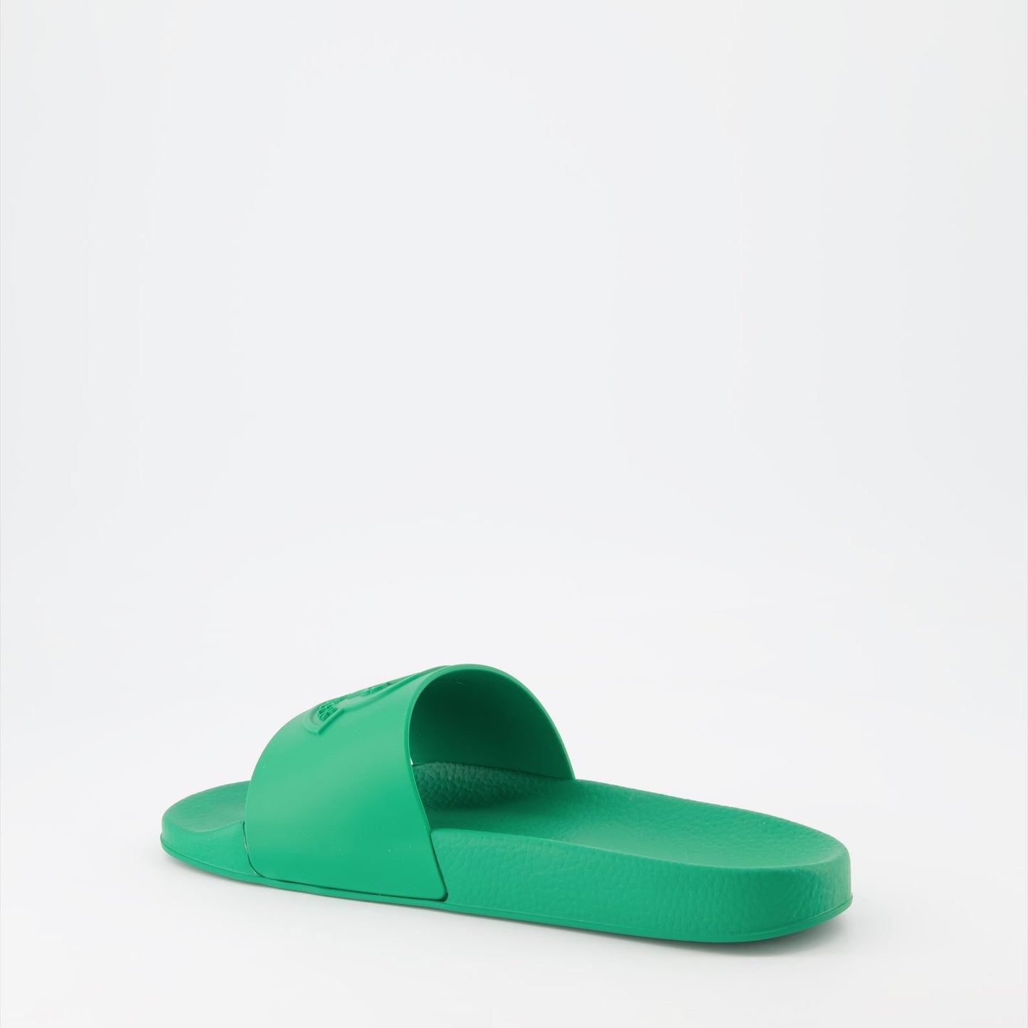 Moncler slides, green slides, men's luxury footwear, Moncler Basile, men's designer slides