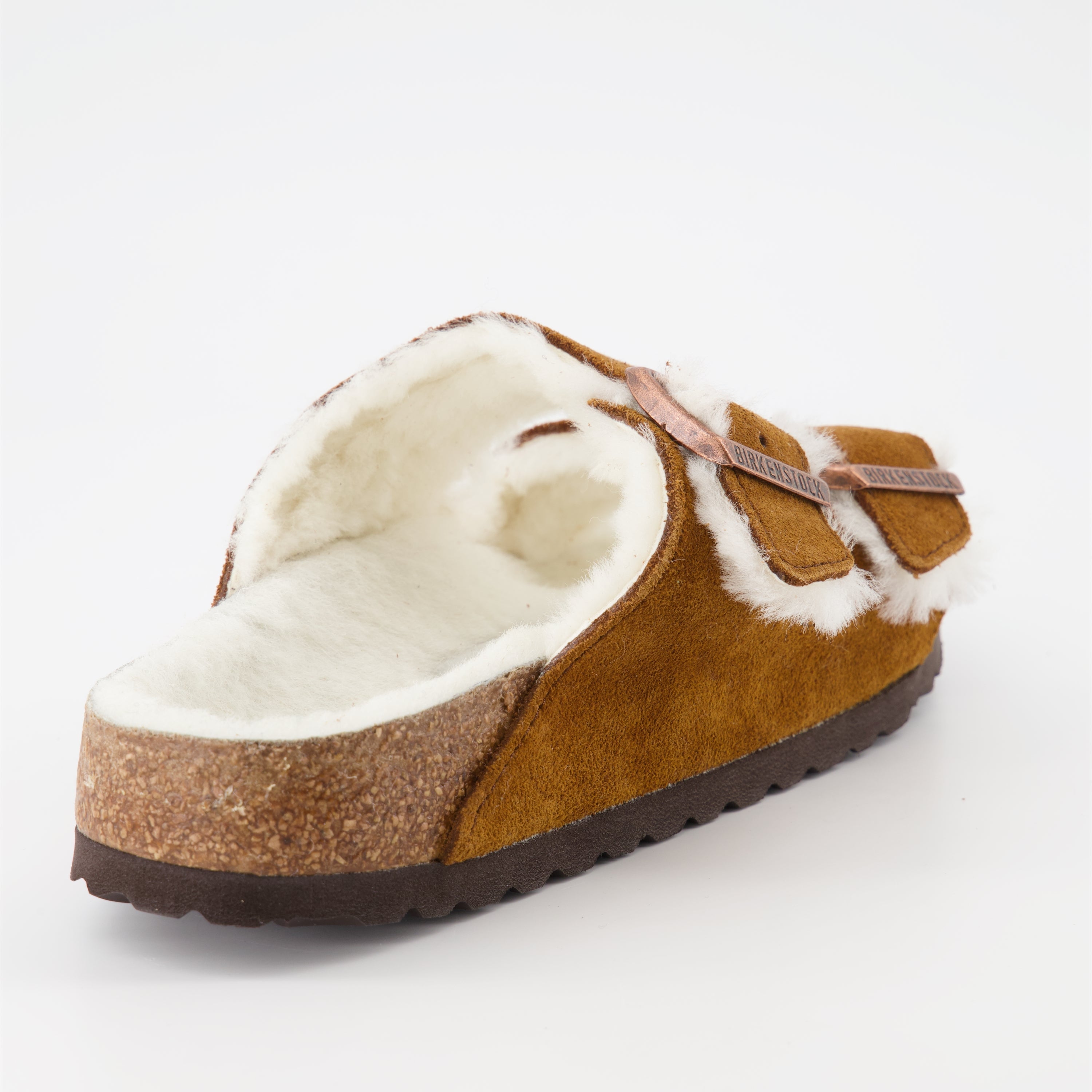 Image des sandales Arizona en fourrure shearling de Birkenstock pour femmes - Saison Printemps-Été 2023 - Vue de détail 7