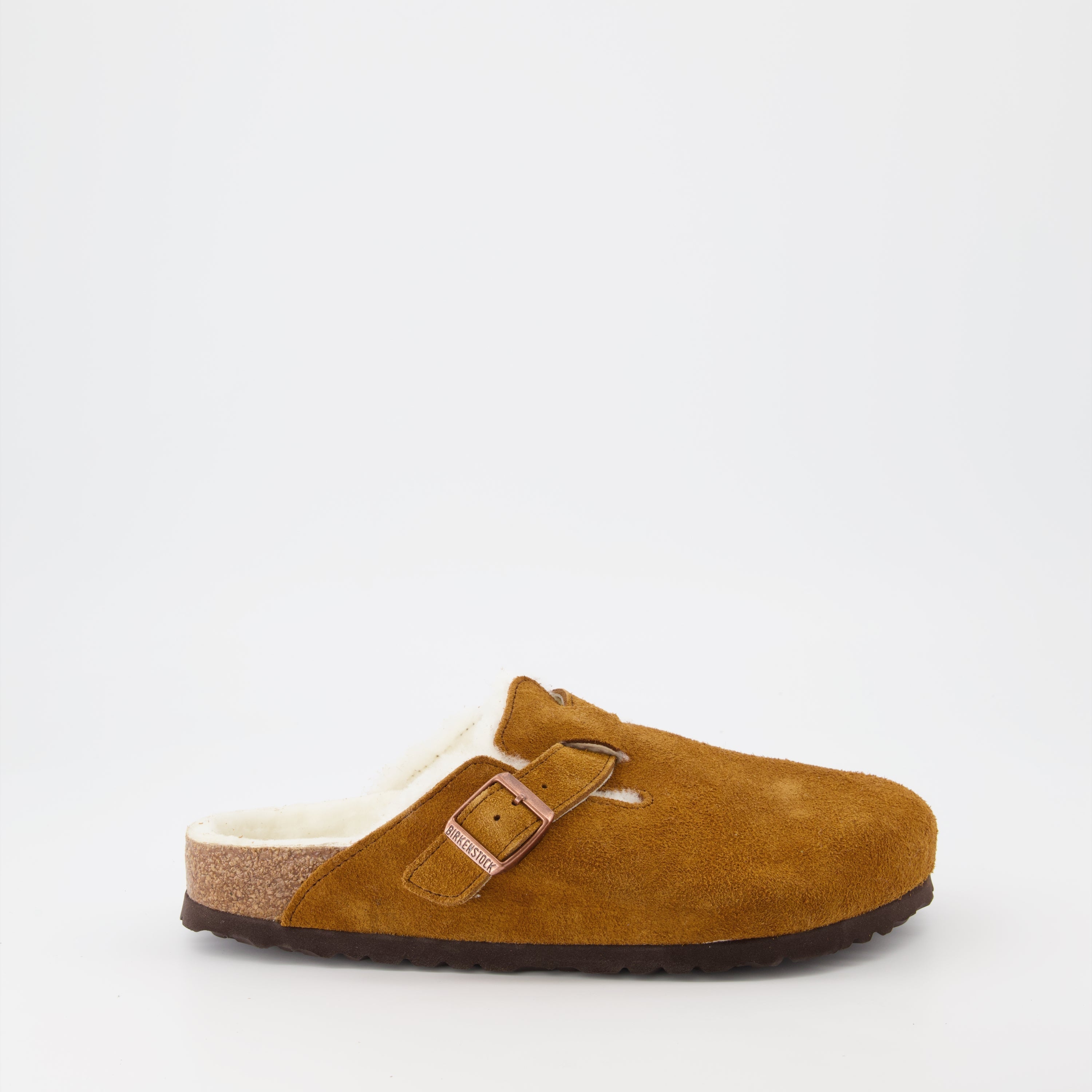 Image des Mules Boston en Fourrure de Mouton de Birkenstock pour Femmes - Saison Automne-Hiver 2023 - Vue de Côté Droit