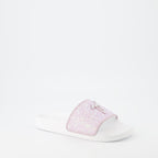 glitter slides, Giuseppe Zanotti, luxury footwear, women's designer slides, sparkling pink slides