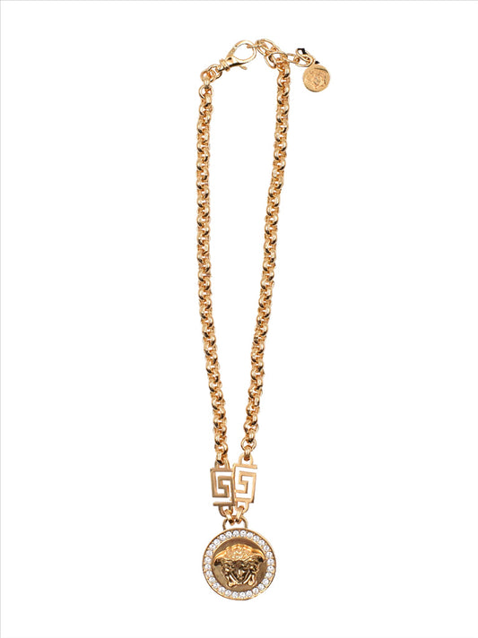 Versace, Collier Medusa, luxury necklace, Medusa pendant, white jewelry