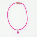 Versace necklace, Medusa pendant, pink braided necklace, luxury women’s jewelry, designer accessories