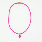 Versace necklace, Medusa pendant, pink braided necklace, luxury women’s jewelry, designer accessories