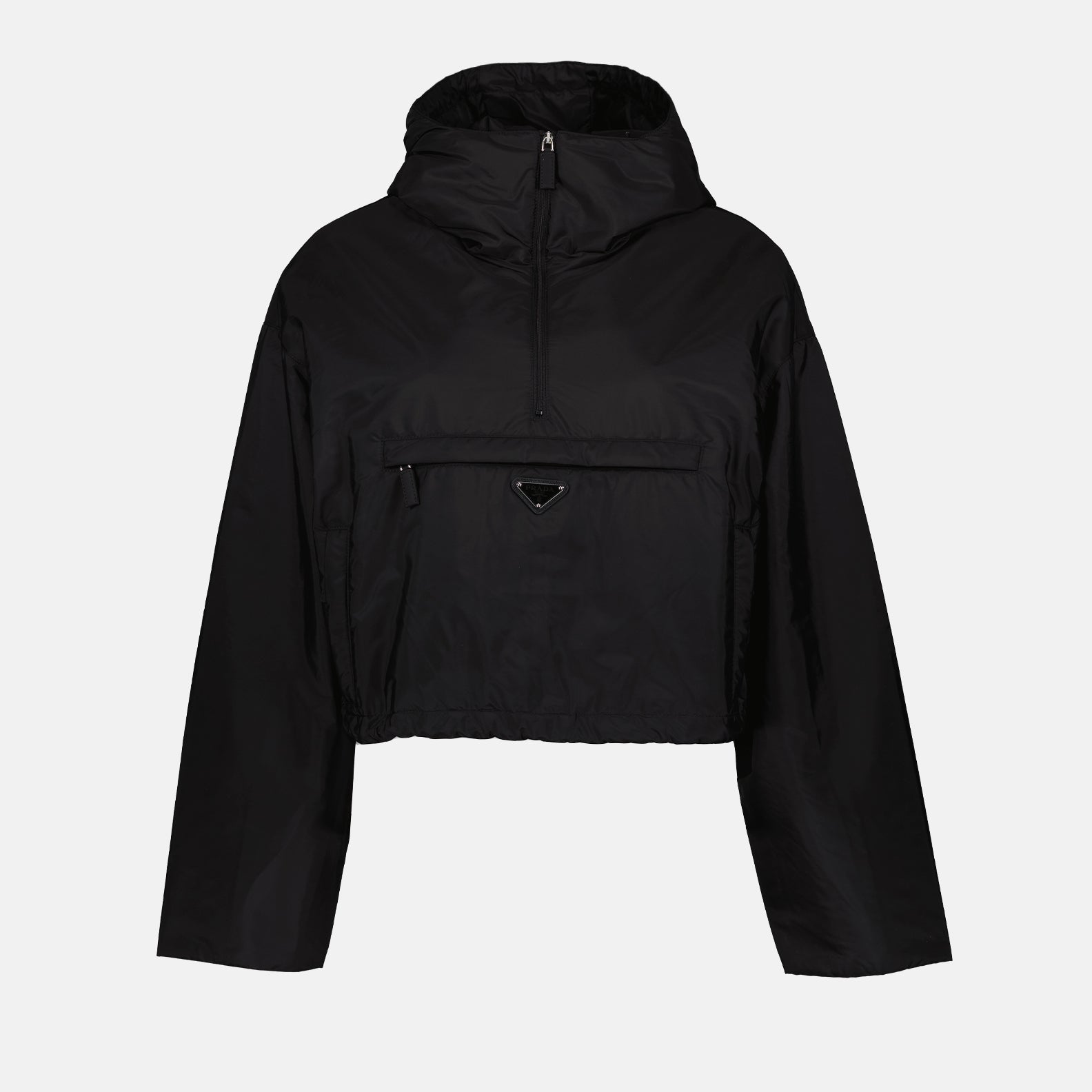 Prada, Re-Nylon windbreaker, luxury jacket, black outerwear, sustainable fashion