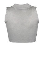 Prada crop-top, silver lurex, premium quality, luxury women's fashion, elegant attire