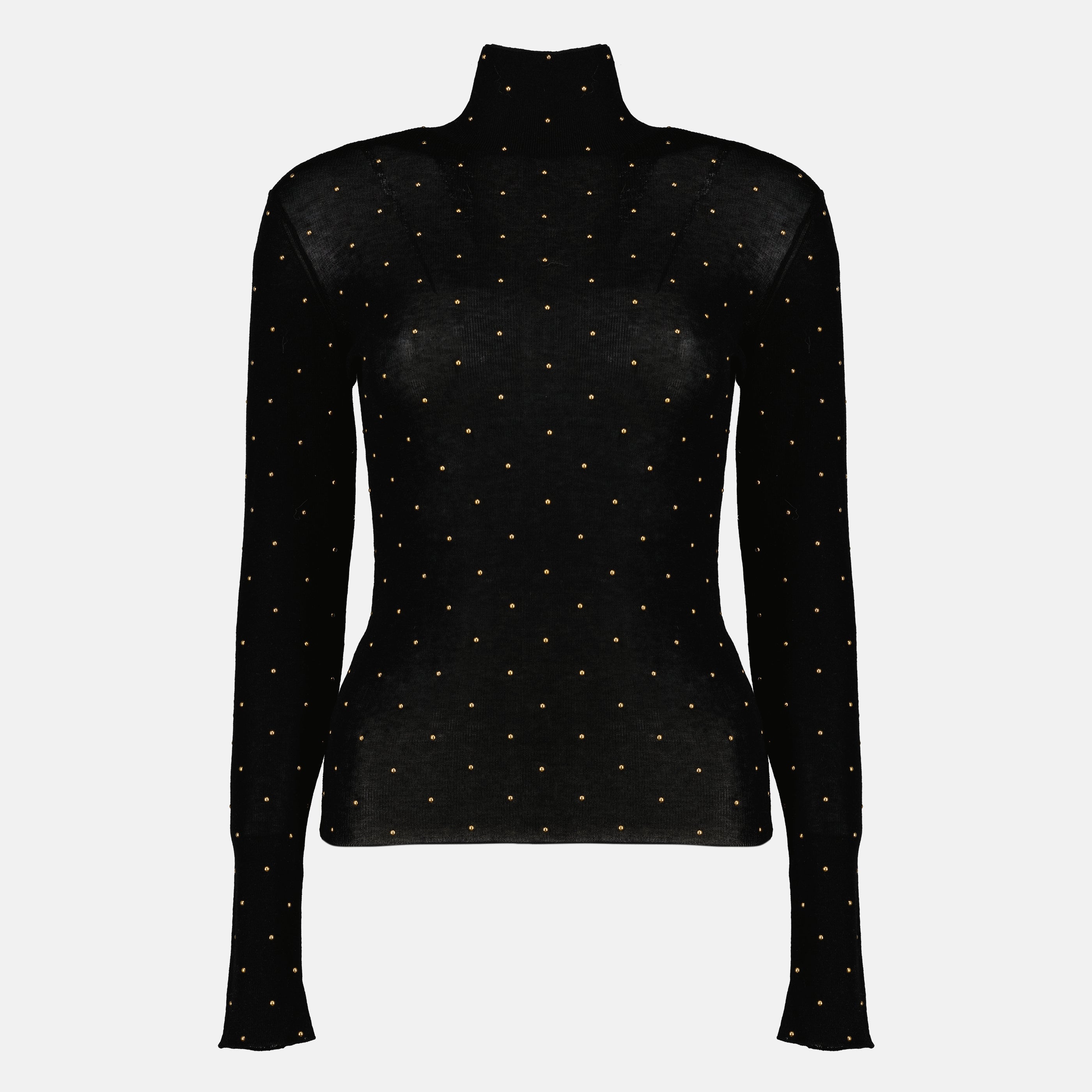 Gola Alta em Lã Fina com Detalhes de Rebites