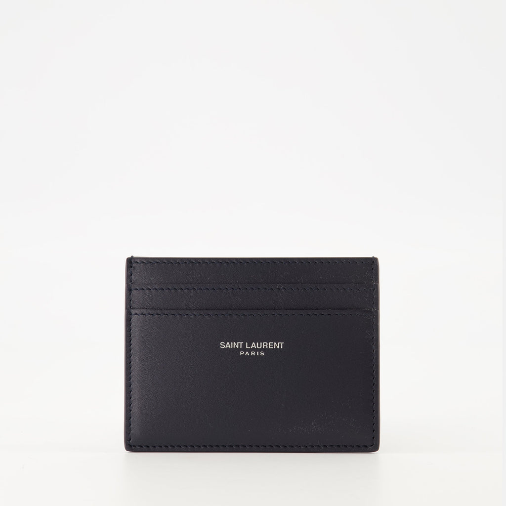 Saint Laurent, card holder, black leather, grained calf leather, luxury accessories