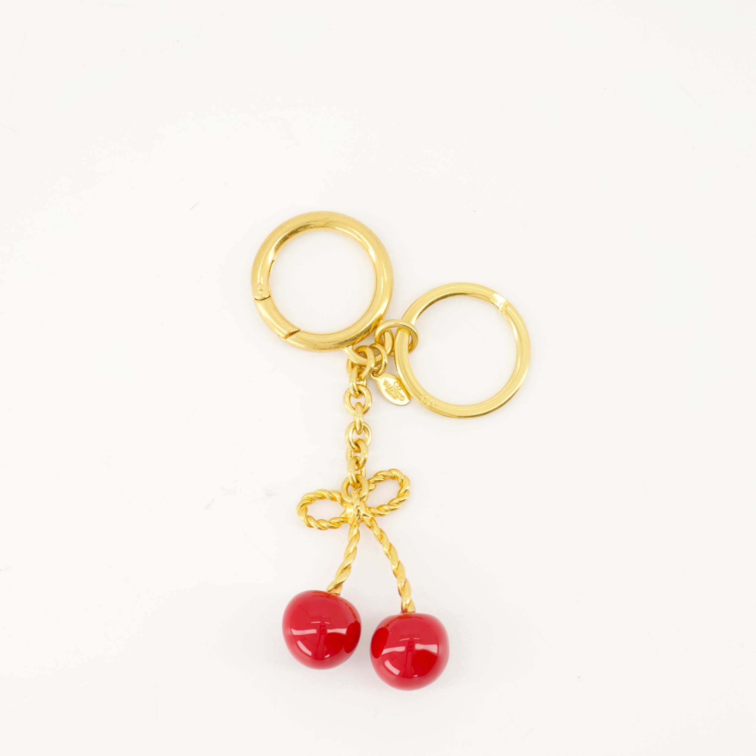 Valentino Garavani keychain, metal cherry keychain, enamel keychain, luxury accessories, fashion keychain