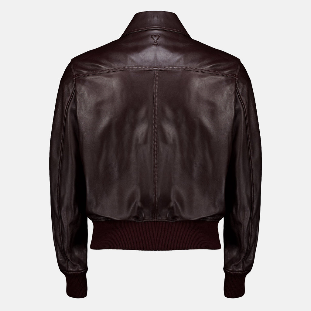 Veste en cuir motard Bordeaux