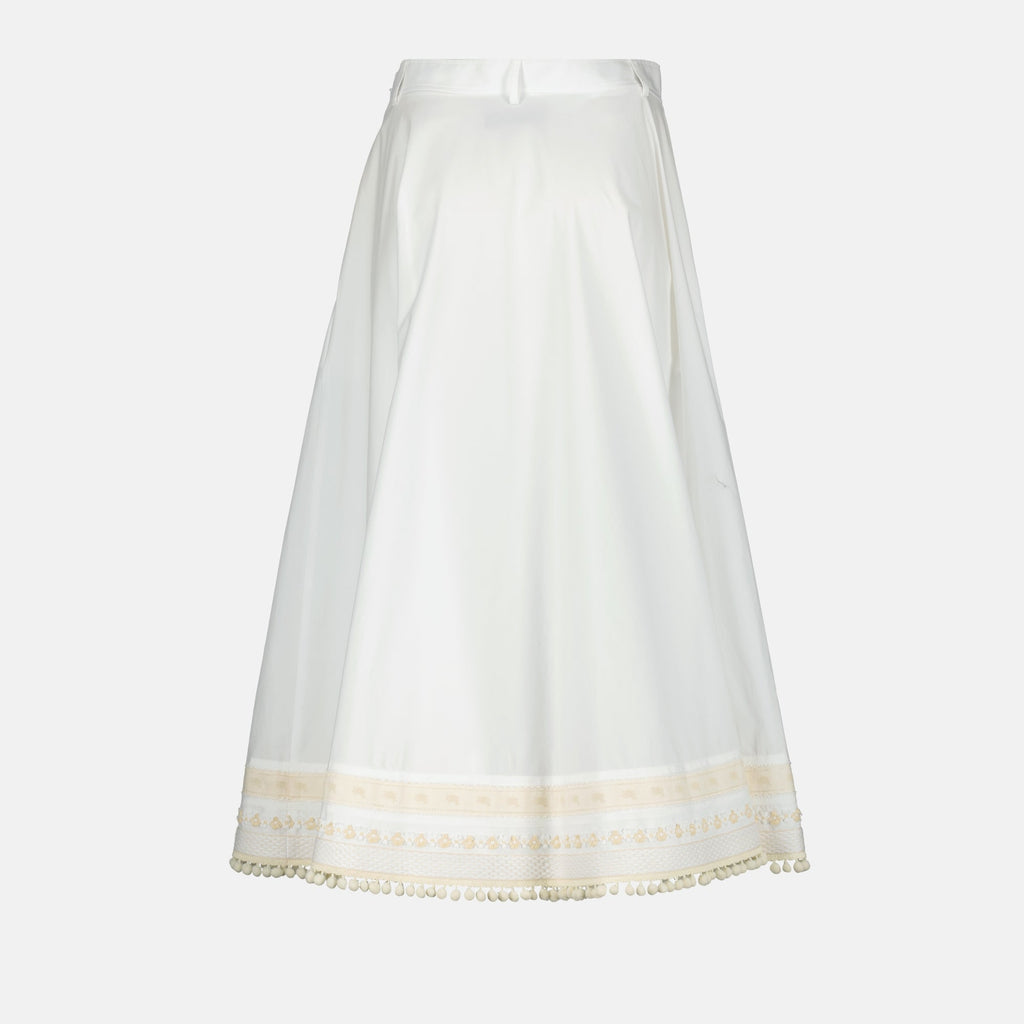 poplin skirt, embroidered skirt, classic long skirt, Moschino skirt, Spring-Summer 2025
