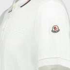 White Polo, Moncler Polo, Tricolor Trim Shirt, Cotton Pique Polo, Autumn-Winter 2023 Collection