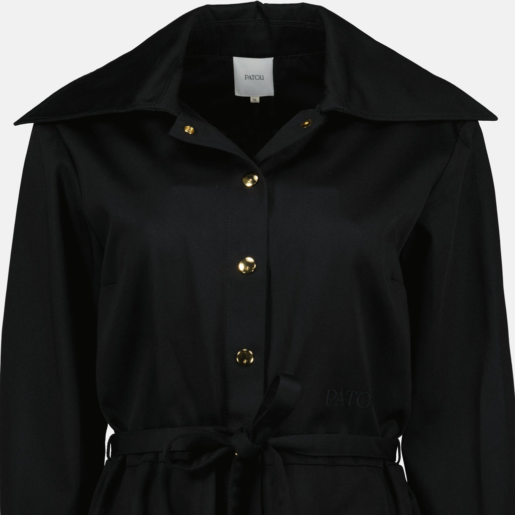 black shirt dress, Patou dress, mid-length dress, cotton shirt dress, Fall-Winter fashion