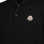Image of Black Piqué Cotton Polo by Moncler for Men - Season Autumn-Winter 2025 - Product detail view 2