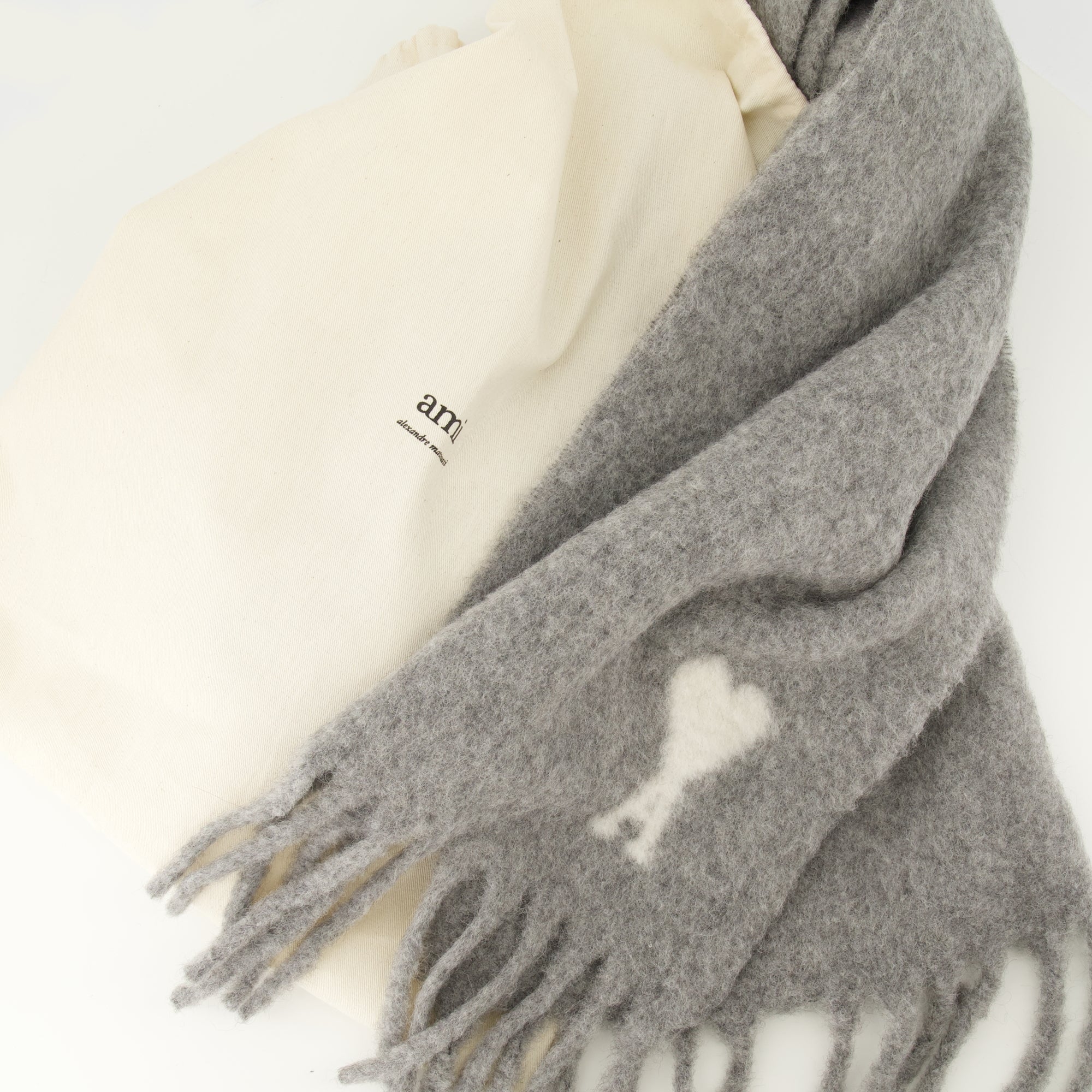ami heart scarf in grey wool we in style ami paris women 15545343017340