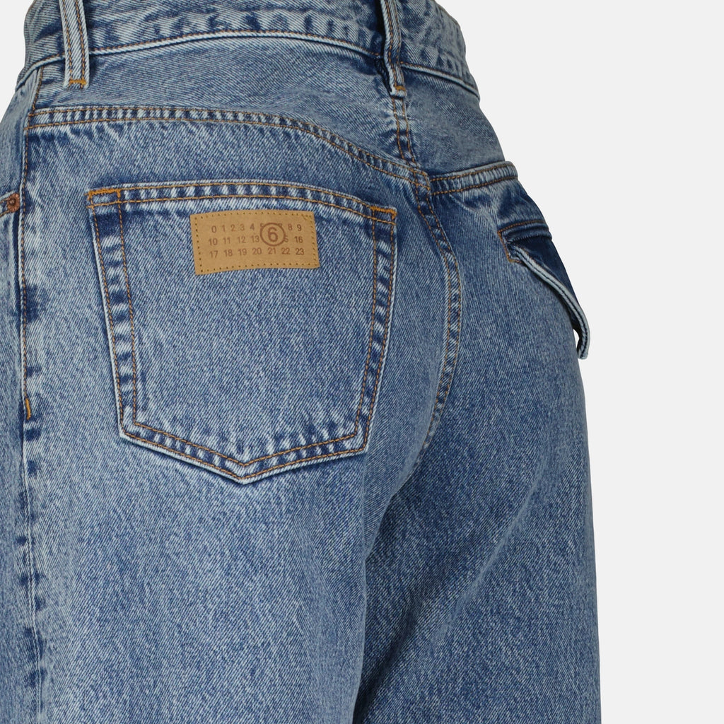 Image of Wide-Leg Vintage Denim Jeans by Mm6 for Women - Season Autumn-Winter 2025 - Detail View 1
