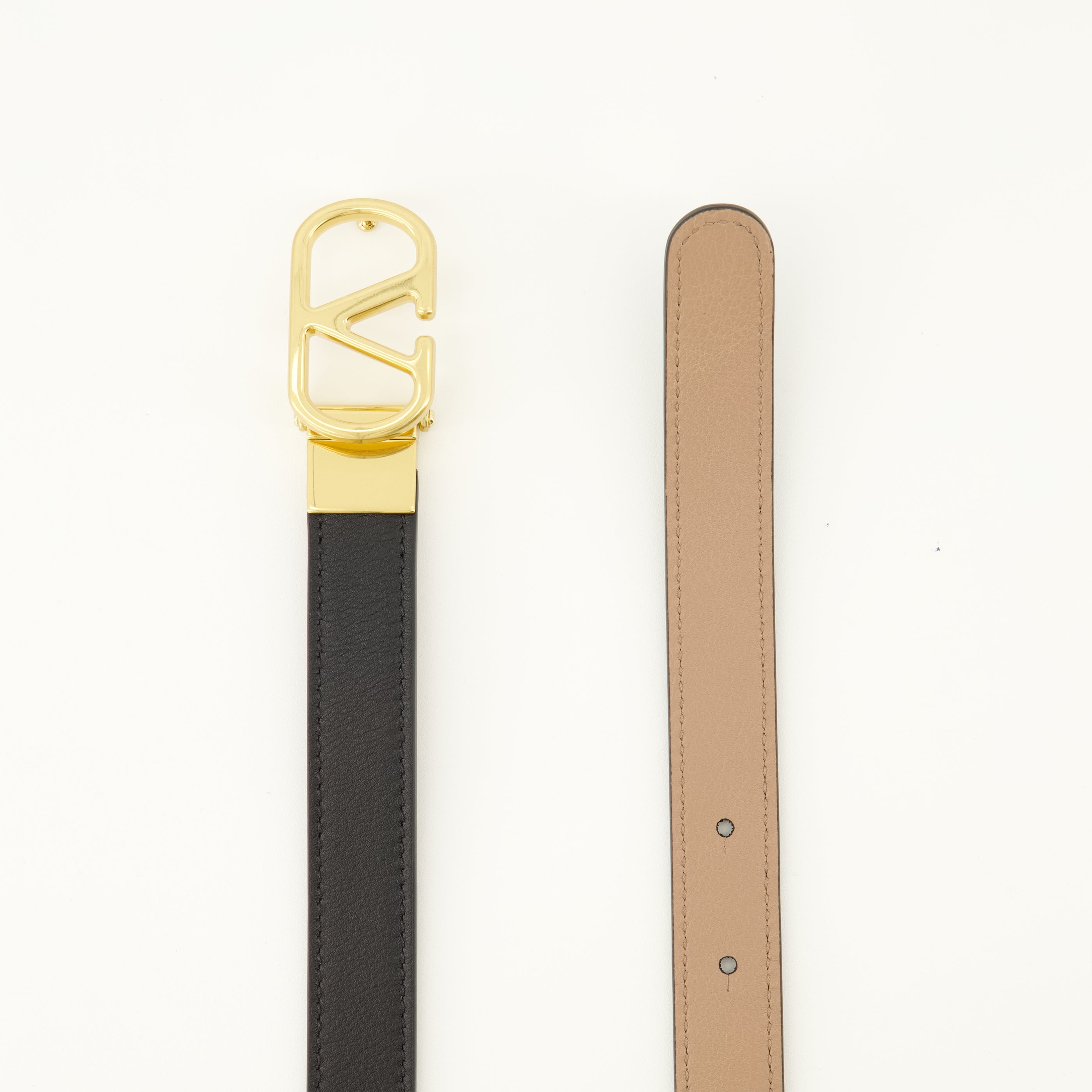 Wendbarer Vlogo Gürtel Beige und Schwarz 20 mm