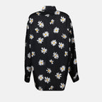 Image de chemise florale en soie noire de Moschino pour femmes - Saison printemps-été 2025 - Vue de dos