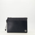 Image of Pochette Squared FF Navy Blue by Fendi for Men - Season Spring-Summer 2026 - Front View