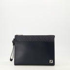Image of Pochette Squared FF Navy Blue by Fendi for Men - Season Spring-Summer 2026 - Front View