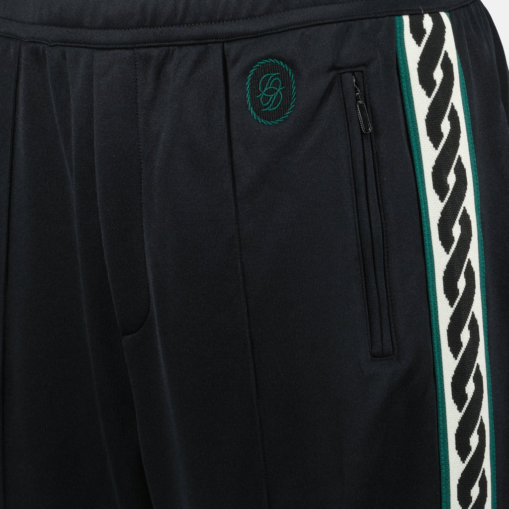 black sweatpants, Drole De Monsieur, loose fit trousers, contrast details, men's athletic wear